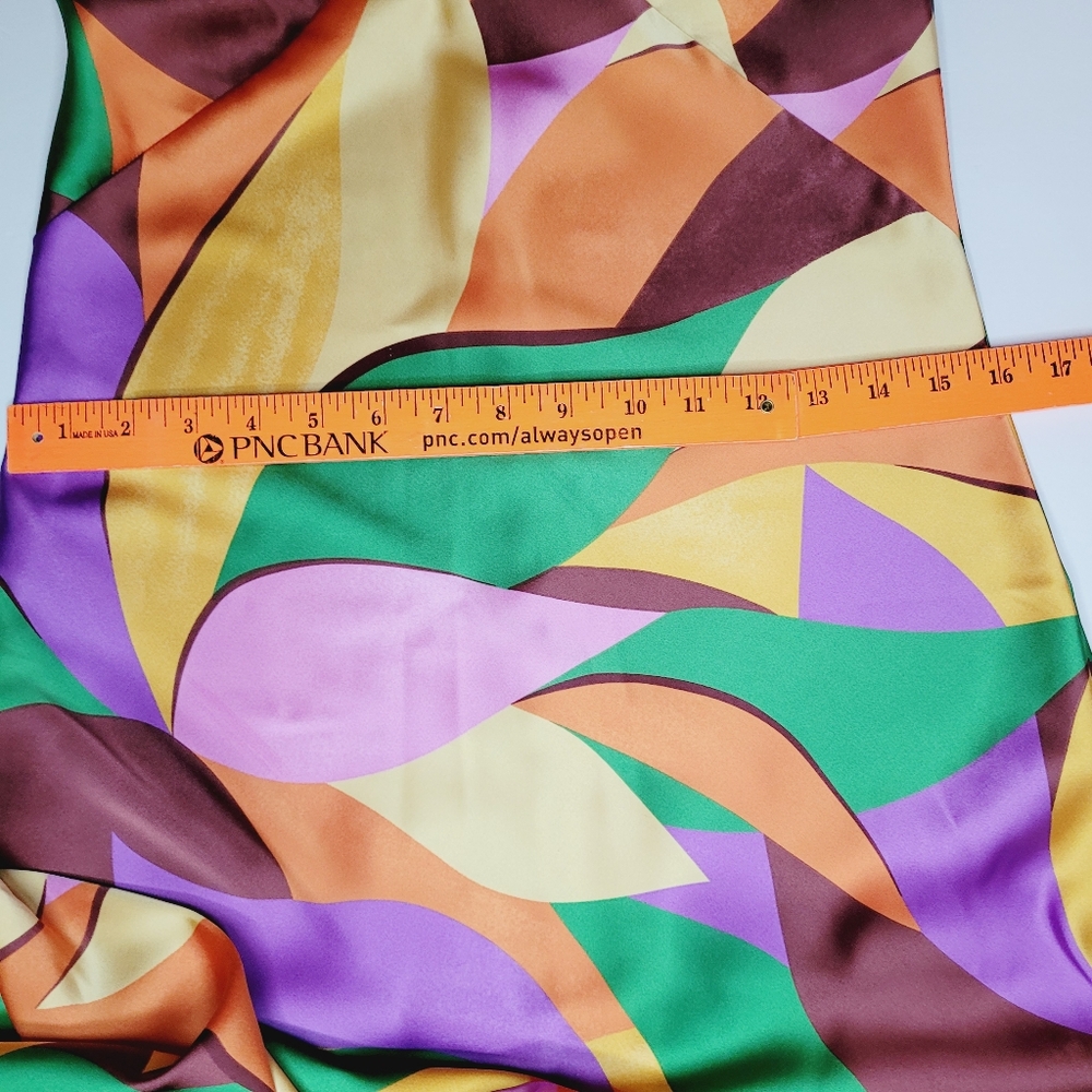JOIE MULTICOLOR SATIN ABSTRACT PRINT Y2K Maxi Dress Size XS V-Neck Sleeveless - Picture 4 of 8